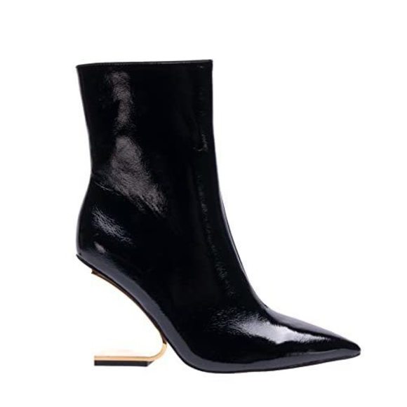 Ninety Union Princess Short Bootie With Cool Metal Heel, Black Patent, 12 - Picture 1 of 1